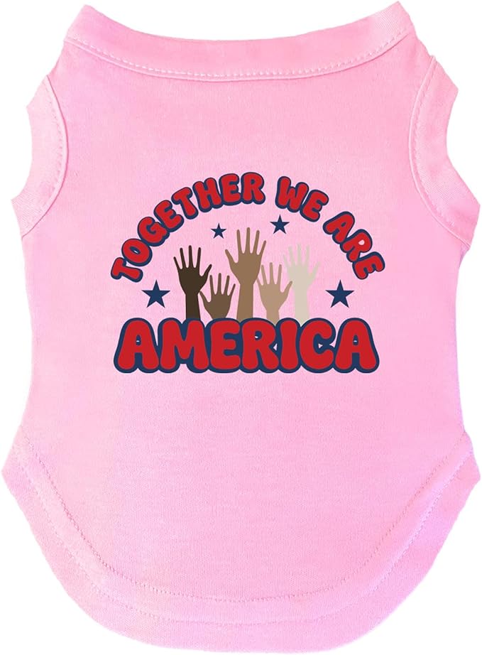 Together We are America Dog Tee Shirt | Sleeveless Breeds | Imigration Awareness | Unity | Diversity | 2026 | Football |Light Pink, Small 1708