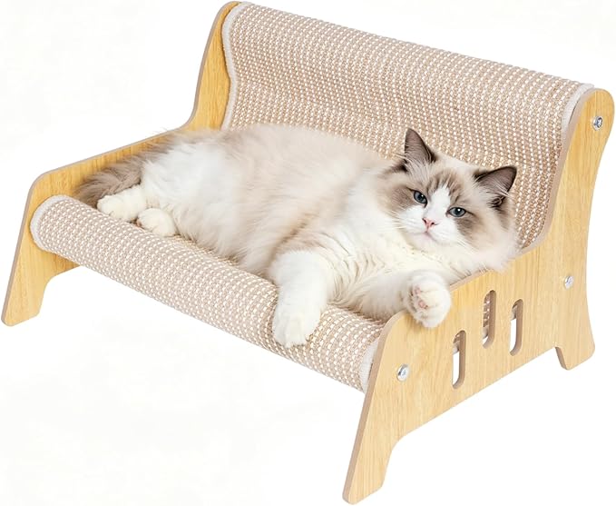 Sisal Cat Scratcher Sofa, Durable Frame Cat Couch Scratcher for Indoor Cats, Mess-Free No Shedding Cat Scratcher Bed, Multi-Functional Lounge for Scratching & Playing, 20.5x15.8x11.8 in