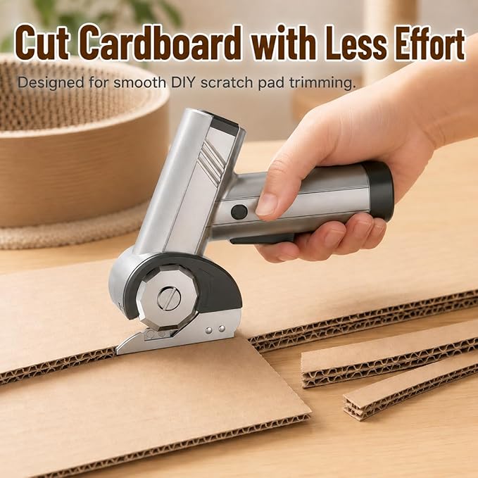 DIY Cat Scratcher Box Kit with Electric Cardboard Cutter – Turn Shipping Boxes Into Fresh Cat Scratch Pads, Reusable Cardboard Cat Scratching Bed for Indoor Cats, Make Your Own Refills at Home