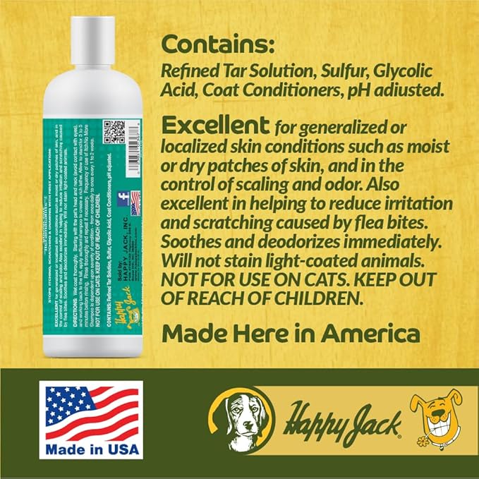 Happy Jack Dog Itch Relief Shampoo & Medicated Treatment (12 oz) Stops Itching, Scratching & Gnawing Fast, Soothes Flea Bites & Allergies, Skin & Coat Care for Puppies, Adults & Sensitive Dogs