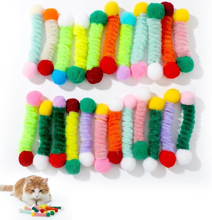 24PCS Spiral Coil Interactive Cat Toys, Cat Spring Toys in Vibrant Colors, for All-Age Kittens, Boredom Relief & Exercise Indoor Play, Swatting, Biting, Hunting Toys