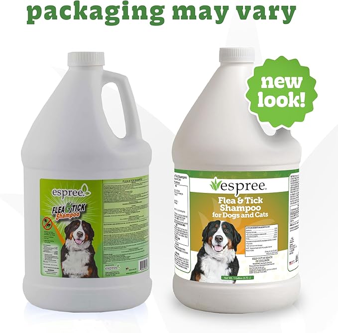 Espree Flea & Tick Dog Shampoo, Aloe Vera Based Formula, Made Without Sulfates, Parabens, Harsh Chemicals and Dyes, Pest Removal Shampoo, Flea & Tick Shampoo for Dogs, Pet Grooming Supplies, Gallon