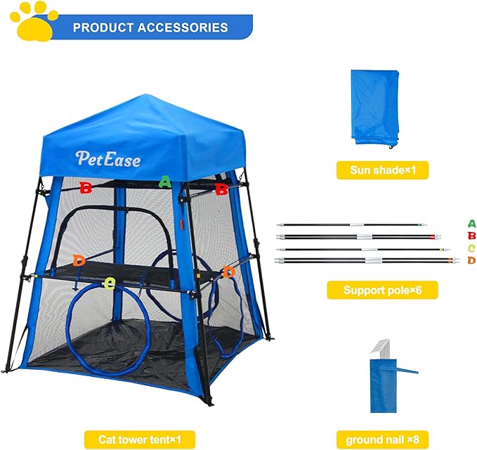 Cat Tower Tent,Outdoor Patio Cat Enclosures with Breathable Mesh,Indoor Playpen Portable Exercise Tent