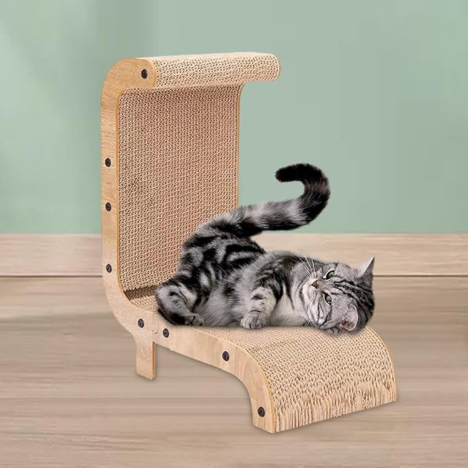 L Shaped Cat Scratcher Cardboard Cat Scratching Board Cat Sleeping Bed Grinding Paws Lounge Bed Vertical Cat Scratch Pad, Style B
