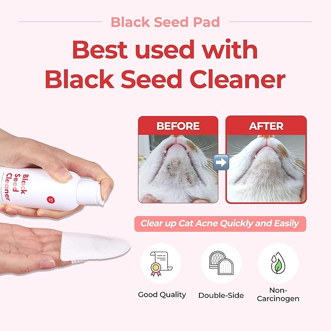 JAYU PET Black Seed Pad - Dry Cat Chin Acne Pad, Double-Sided Dry Pads for Removing Blackhead, 30pcs