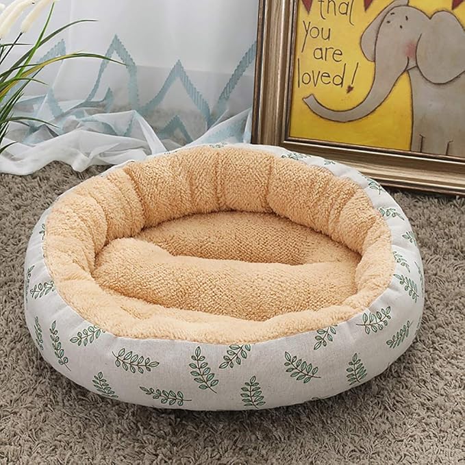 Beige/Gray+Leaf Pet Supplies Fashion Kennel Cat Litter Small Medium Dog Pet Dog Mat 50 50 14 cm