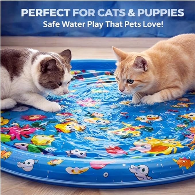 Dog Cat Water Mat,Pet Dog Cat Play Mat/Water Play Mat,Thickened Leak-Proof PVC Water Mat for Cats —Ldeal for Kittens and Puppies Toy,Durable and Easy to Clean, Suitable for All Types of Young Pets.