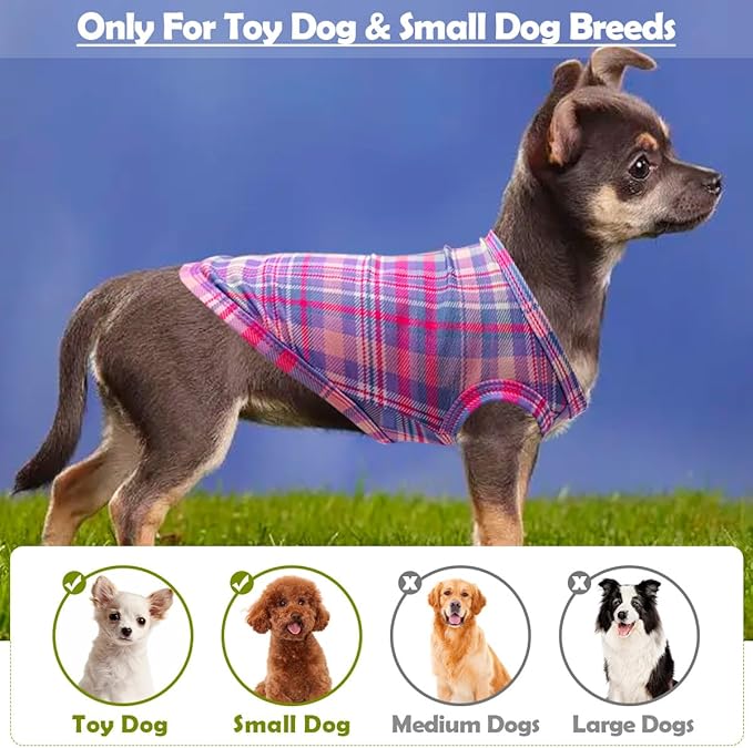 PET SHOW 4 Pack Paw Bone Printed Dog Clothes Shirts Soft Vest Lightweight Sleeveless Cats Doggies T-Shirts Puppies Tank Top Tee for Small Medium Dogs White Black Pink Blue (Small, Pink for Girls)
