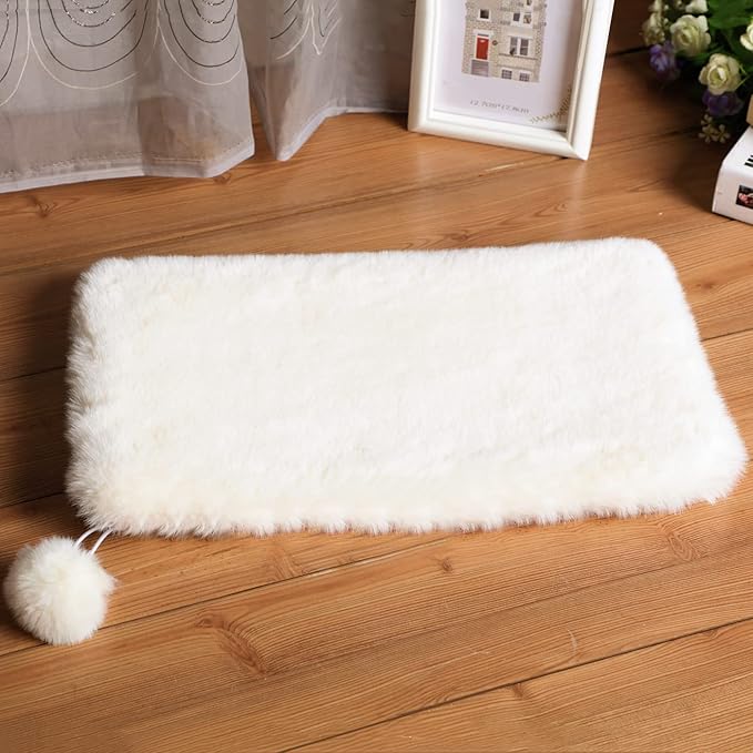 SHENGOCASE 2-Pack Faux Rabbit Fur Dog Cat Bed Cushion Mat, 10" x 23.6"
