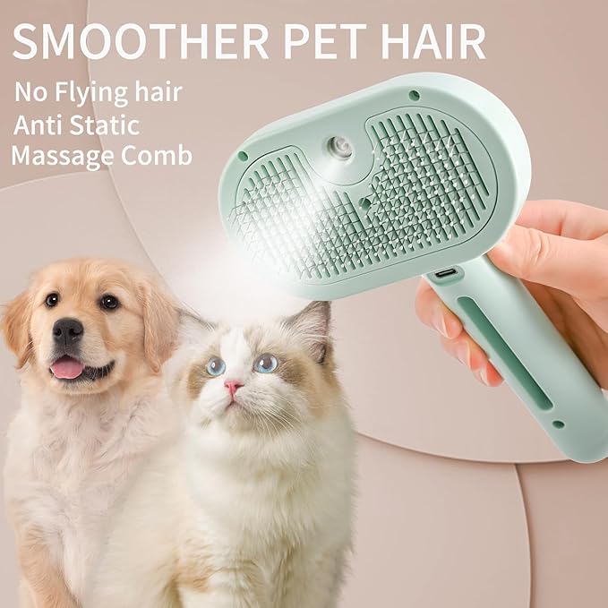 ORIGENCE Cat Steam Brush 3-in-1 Pet Steam Brushes for Dogs and Cats - Self-Cleaning Grooming Brush with Steam Spray, Hair Removal Comb for Long Haired Cats and Dogs