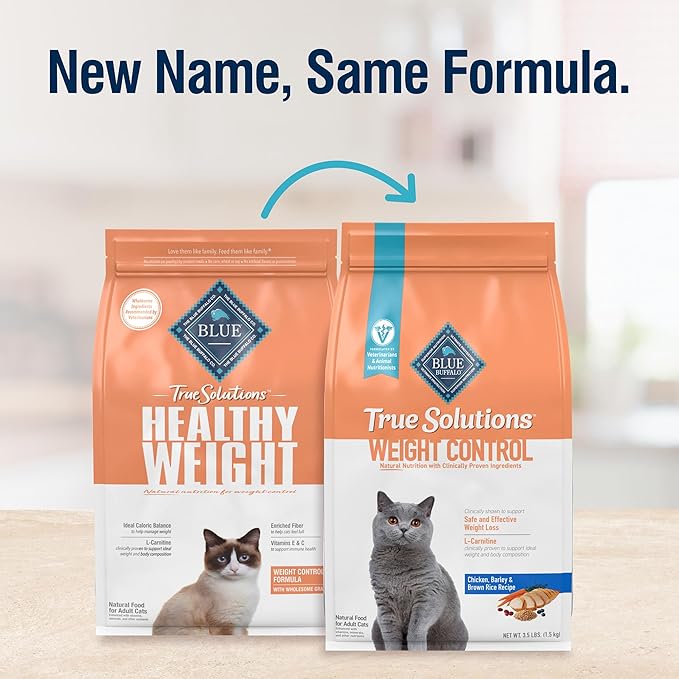 Blue Buffalo True Solutions Weight Control Natural Dry Cat Food for Adult Cats, Chicken, 3.5-lb. Bag