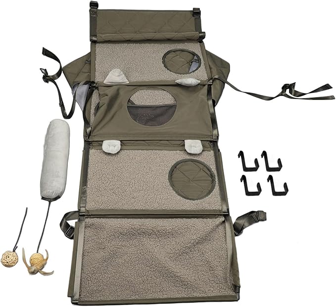 Cat Wall Shelves, Clearance on Cat Trees, Door Mounted Cat Climber Foldable Multifunctional Bed Furniture with Detachable Pillow and Bell Toy for Indoor Cats