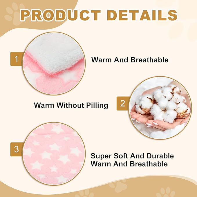 Dog Cat Bed Mat, Soft Coral Fleece Pet Cushion Pad with Cute Stars Print, Warm Washable Pet Bed 23x18 Inches, (Pink), Intended for Medium Small Dog Cat