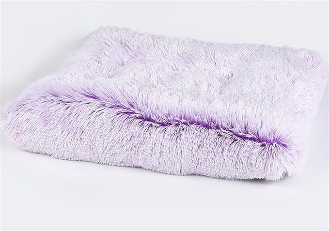 Long Plush Calming Pet Bed Cuddler Pet Bed for Dogs and Cats Fluffy Faux Fur Dog Bed with Anti Slip Bottom Machine Washable Pet Sleep Bed Crate Mat Gradient Purple 2XL