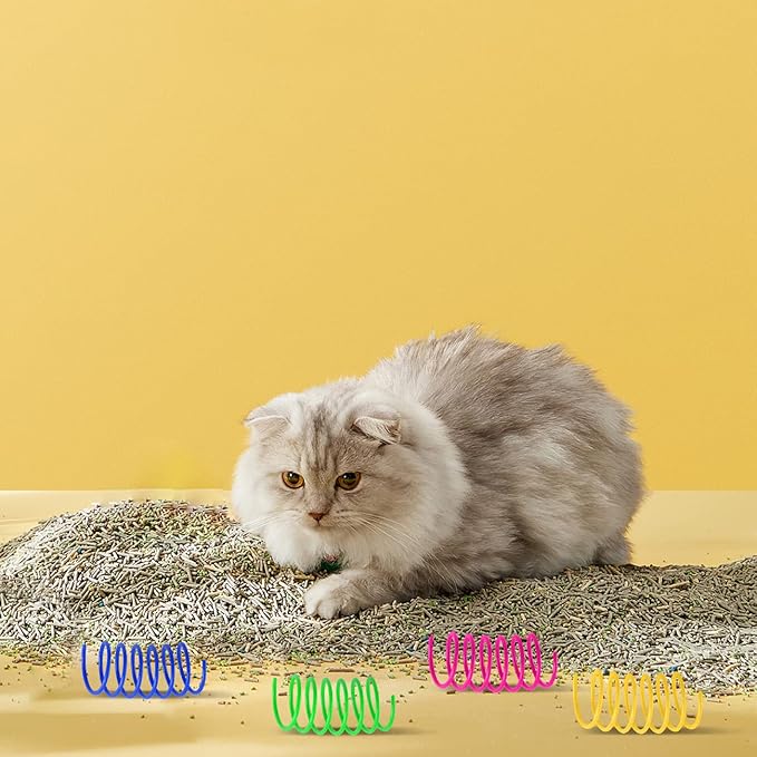 120 Pack 8 Colors Cat Spring Toys, Interactive Coil Springs, Kitten Toys Spiral Springs for Indoor Cats Swatting, Biting, Hunting