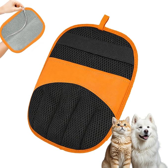 Pet Hair Remover Glove for Dogs & Cats, Electrostatic Reusable Grooming Mitt Gentle Deshedding Brush for Shedding Fur Easy Clean Pet Hair Removal Tool (Yellow)