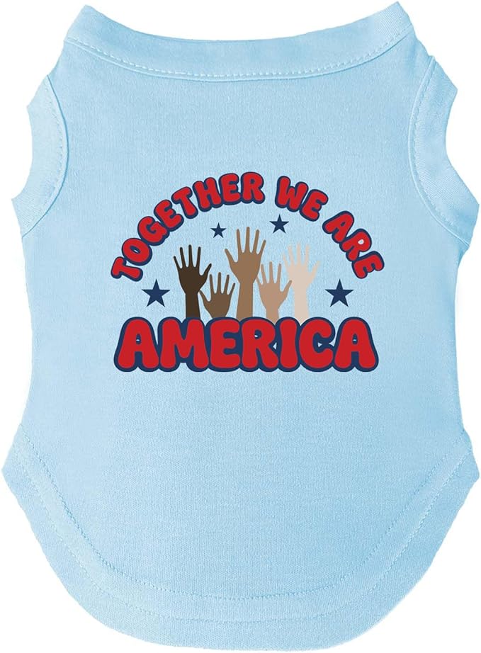 Together We are America Dog Tee Shirt | Sleeveless Breeds | Imigration Awareness | Unity | Diversity | 2026 | Football |Light Blue, 5X-Large 1708