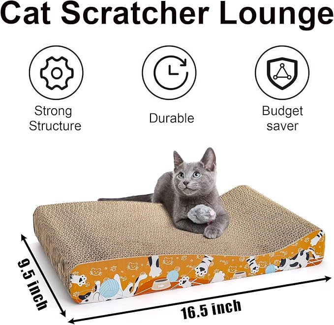 Nicunom 2 Pack Cat Scratching Pads, Curved Cat Scratcher Cardboard, Reversible Cat Scratch Board for Furniture Protection, Cat Scratcher Lounge Couch Bed for Indoor Cats