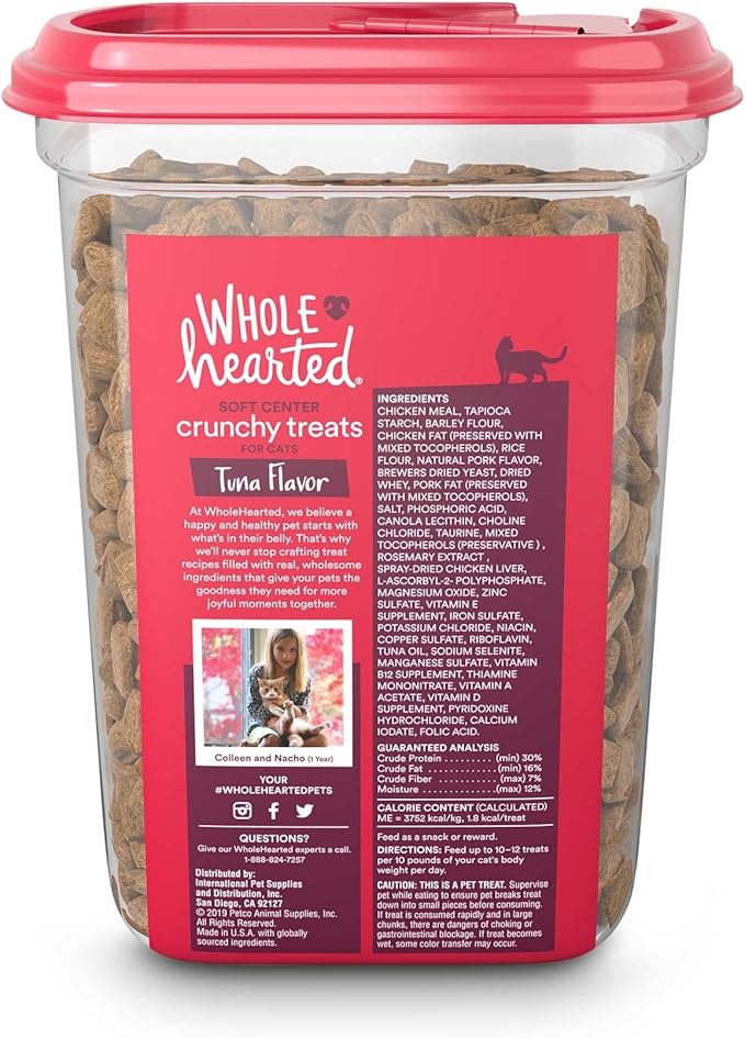 WholeHearted Soft Center Crunchy Tuna Flavor Treats for Cats, 16 oz.