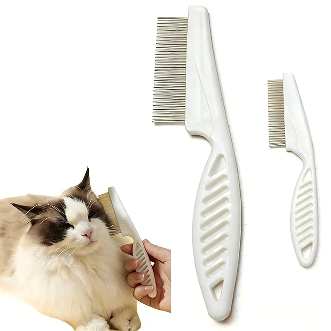 2Pack Cat comb,dog comb, Pet Comb Grooming Tool for Cats,Dogs and Rabbits white
