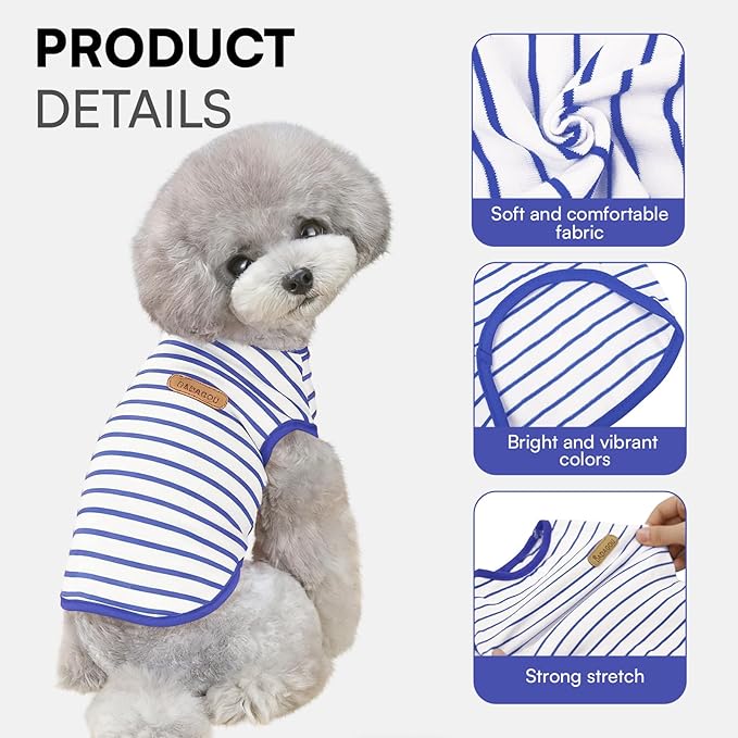 Dog T-Shirts for Extra Large Dogs 2 Pack, XL Dog Sleeveless Striped Vests Dog Pullover T-Shirts Lightweight Puppy Kitten Tank Top Cat Tee for Schnauzer, Bluegreen-XL