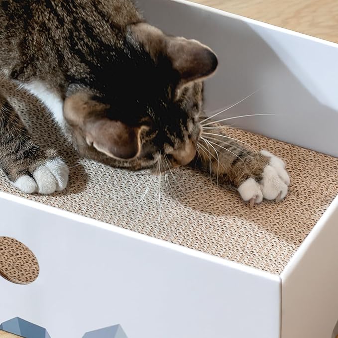 Conlun Cat Scratcher Box with 3-Layer Corrugated Pad, Heavy-Duty Double-Sided Cardboard Scratching Board & Bed, Checkered Design, for Cats,Jumbo