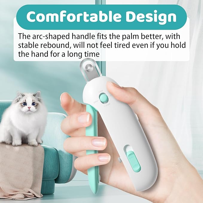 Cat Nail Clipper, Adjustable 3 Size Trimming Hole & Hidden Nail File, for Kittens & Indoor Cats, Anti-Splash Claw Cutter (Blue)