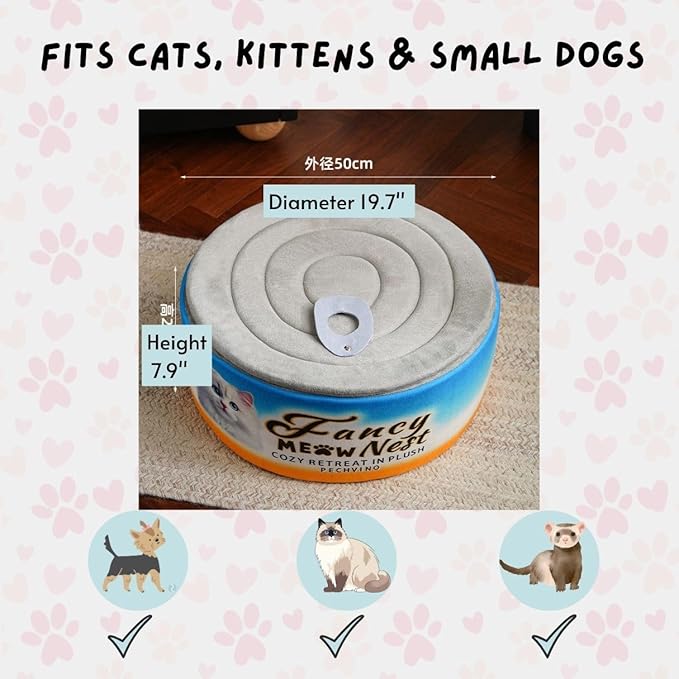 PECHVINO Covered Cat Bed – 19.7" Cozy Hideaway with Soft Lid Design – Enclosed Plush Cave for Indoor Cats and Kittens Can Shape Bed
