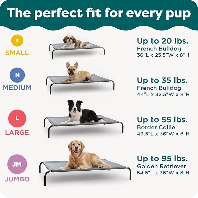 FurHaven Elevated Dog Bed, Cooling Raised Pet Cot with Breathable Mesh, Durable Steel Frame, Indoor/Outdoor Use, Easy Assembly, Jumbo XL, Nylon Mesh with Steel Frame, Graphite Gray