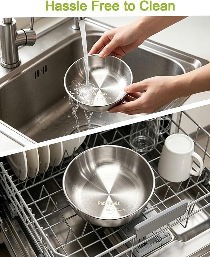 15° Tilted Cat Food Bowls 304 Stainless Steel Kitten Food Bowl Raised Food and Water Dish for Cats Elevated Cat Bowl Plate Stand Whisker Friendly Smooth Polished Easy to Clean Dishwasher Safe 1PACK