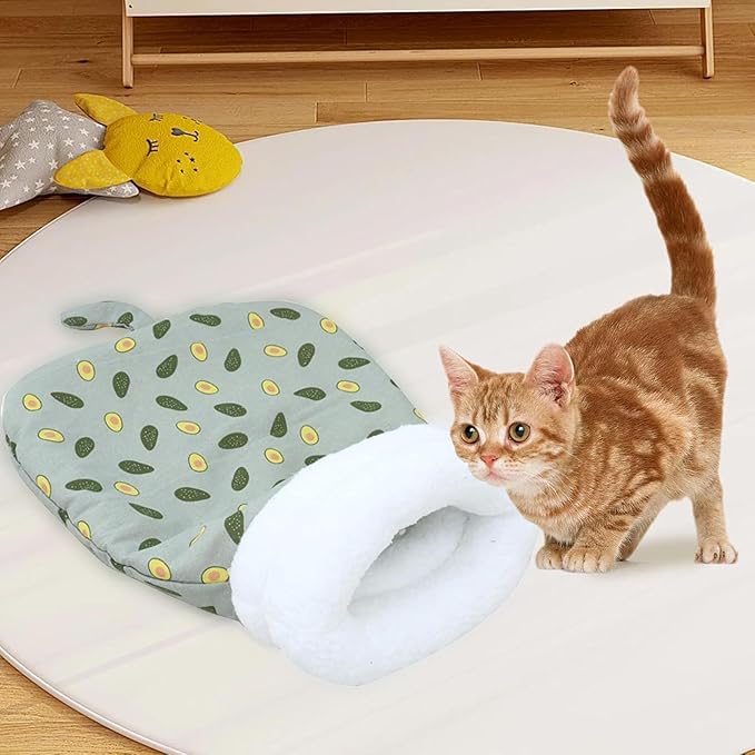 Cat Sleeping Bag Bed, Winter Soft Plush Sack Self Warming Cave Bed for Indoor Cats, 360°Wrap Comfortable Pet Snuggle Sack, Soft Plush Large