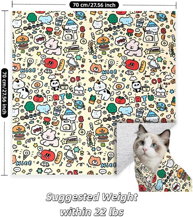 Cat Grooming Wrap, Cat Grooming Supplies, Cat Wrap for Cutting Nails, Self-Adhesive Grooming Bag Restraint for Nail Clipping, Medicine Taking