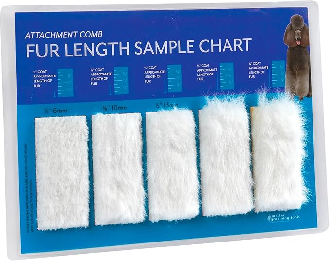 PUREPET Professional Grooming Tools Blade or Attachment Comb Dog and Cat Fur and Hair Length Sample Charts (Attachment Comb Chart)