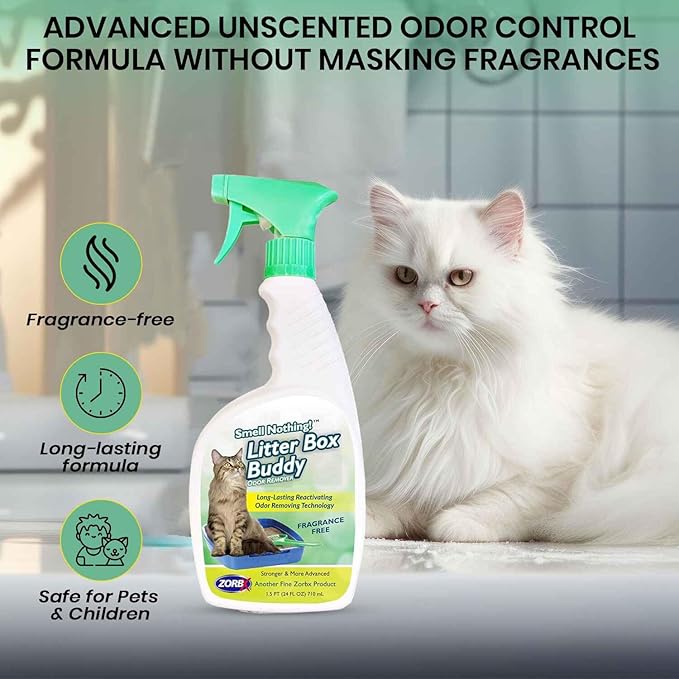 ZORBX Unscented Cat Litter Deodorizer Spray 24 Fl Oz – Fast-Acting Cat Litter Box Deodorizer for Strong Urine Odor & Cat Litter Odor Control - Advanced Pet Odor Remover & Stronger Odor Neutralizer