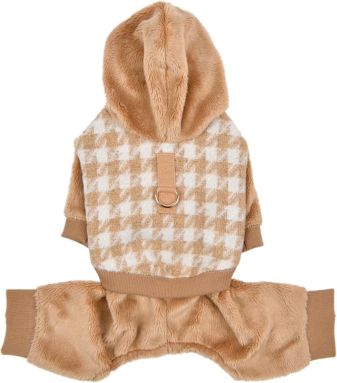 Puppia Cagnie Winter Jumpsuit Warm Cozy Fashionable for Small Dogs, Beige, X-Large