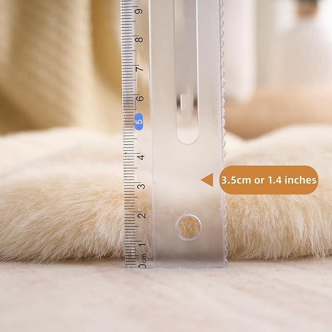 SHENGOCASE Round Faux Rabbit Fur Pet Bed Cushion, 16 inches, Cat Tree Tower Replacement Pad, 4-Pack (Beige)