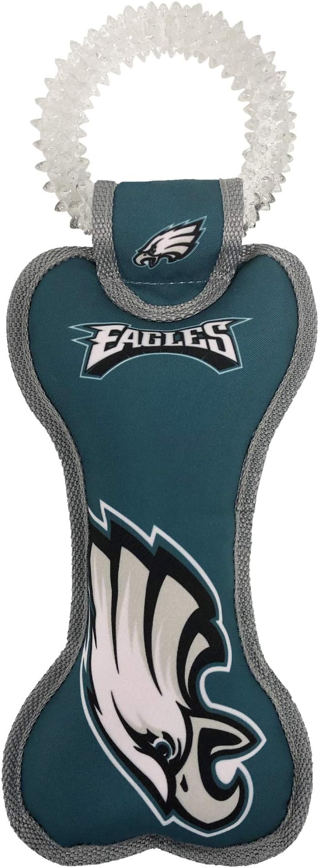 Pets First NFL Philadelphia Eagles Dental Dog TUG Toy with Squeaker. Tough PET Toy for Healthy Fun, Teething & Cleaning Pet's Teeth & Gum., Team Color, one Size (PHL-3310)