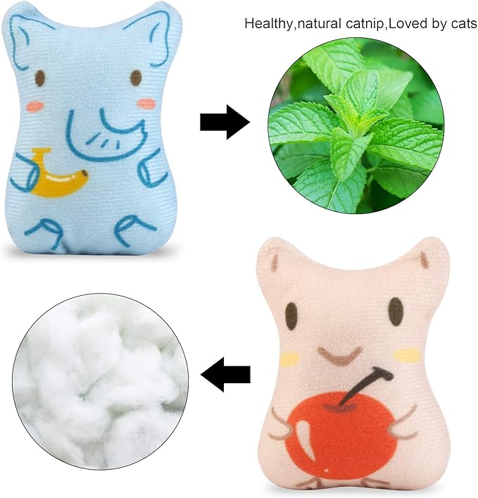 Catnip Toys for Indoor Cats - 5PCS Plush Cat Chew Toys Teething Interactive Catnip Filled Kitten Toy Soft Pet Toy