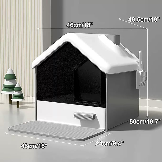 Cat Litter Box,Fully Enclosed Litter Box Holds Odors,Prevents Urine and Litter Leakage,Assembly Free,Easy to Clean Stylish Litter Box Furniture with Pull-Out Litter Tray and Litter Scoop ( Color : Gra