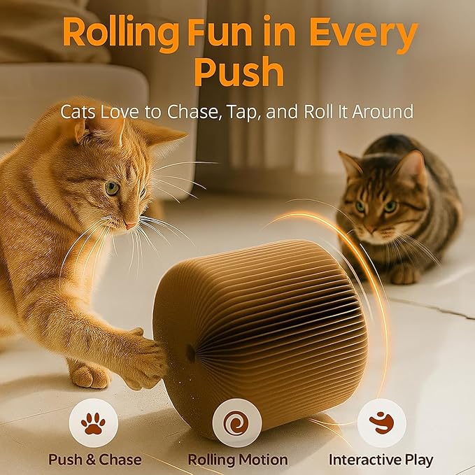 Interactive Cat Toy, Kitty Curls Cat Scratcher, Twisty Paws Cat Scratching Post, Kitty Kurls Magic Organ Cat Scratch Pad with Ball Toy for Indoor Cats, Kitty kurlz Modern Cat Scratching Board