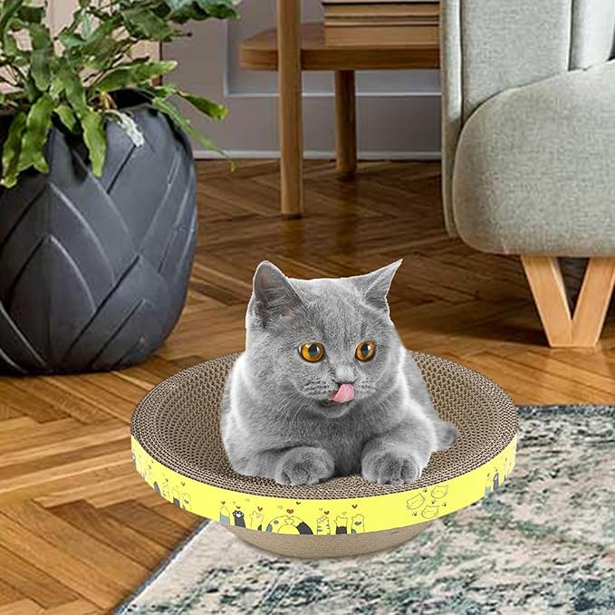 Corrugated Cat Scratcher Bowl – Indoor Multipurpose Scratch Pad | Protects Furniture, Sofa, Wall, Bed, Carpet, Fun Toy for Cats and Kittens, Play, Engaging Pet Entertainment Accessory