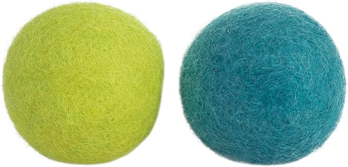 Mad Cat Wacky Wool Balls with Catnip and Silvervine Blend Natural Wool Fiber Cat Toys, Pack of 2