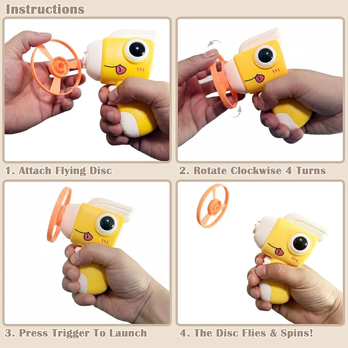 Interactive Cat Toy Fetch Launcher | Includes 8 Soft Discs for Indoor Cats | One-Press Easy Launch Cat Hunting Toy to Relieve Boredom | Ideal for Kittens and Adult Cats, Yellow
