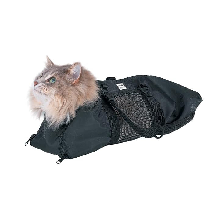 Top Performance Cat Grooming Bag — Durable and Versatile Bags Designed to Keep Cats Safely Contained During Grooming and/or Bathing - Medium (Pack of 1), Black