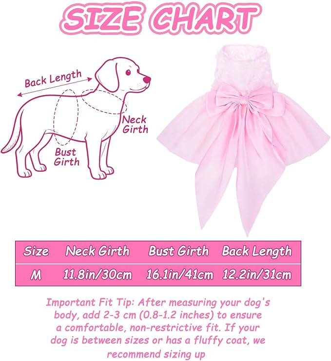 Valentine's Day Dog Dress Rose Tulle Tutu Skirt with Pink Bowknot for Small Dog Cat Valentine's Day Wedding Birthday Party Outfit