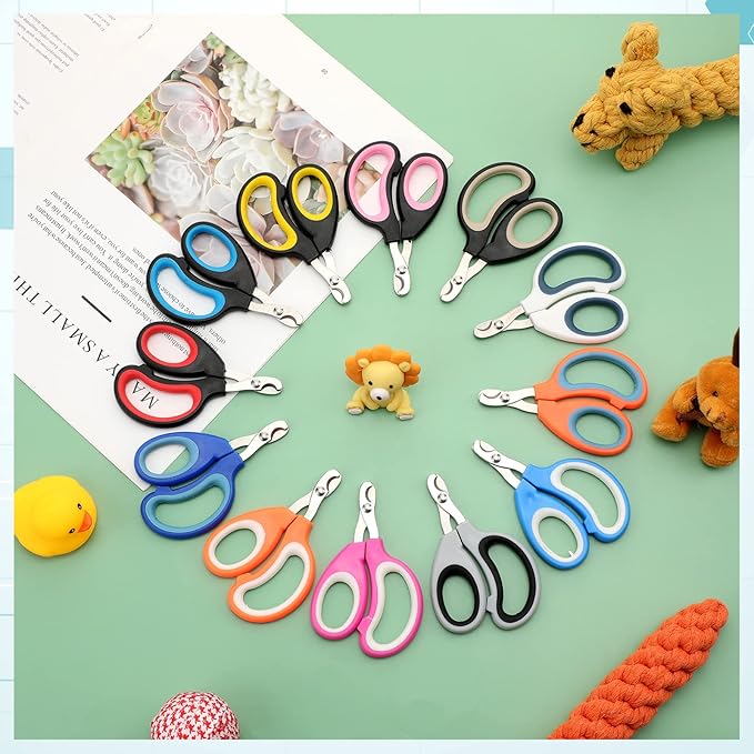 Therwen 12 Pcs Cat Nail Clipper Bulk Cat Nail Trimmer Kitten Claw Clippers Pet Nails Cutter Claw Care for Cats Kittens Bunny Puppy Rabbit Gatos Sharp Safer (Moon-Shaped,Multiple Colors)