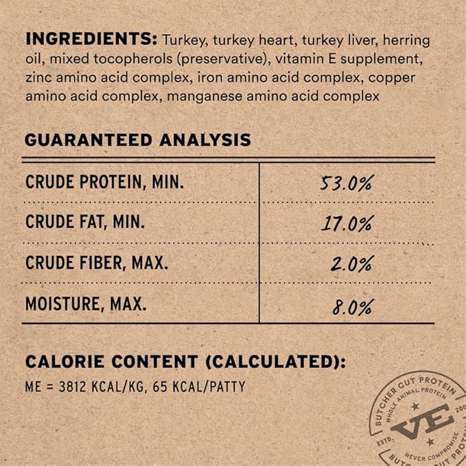Vital Essentials Freeze Dried Cat Food, Raw Turkey Mini Patties | Complete Meal or Topper | Easy to Portion and Rehydrate | High Protein, Grain Free Dry Cat Food | 15 oz Bag