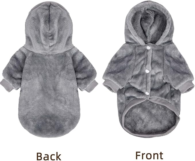 FabriCastle Dog Hoodie Sweater for Small Dogs Boy and Girl, Dog Clothes XS XXS Puppy Sweatshirt, Pet Outfit, Cat Clothing Super Soft Warm Snap On Closure (Light Grey, X-Small)