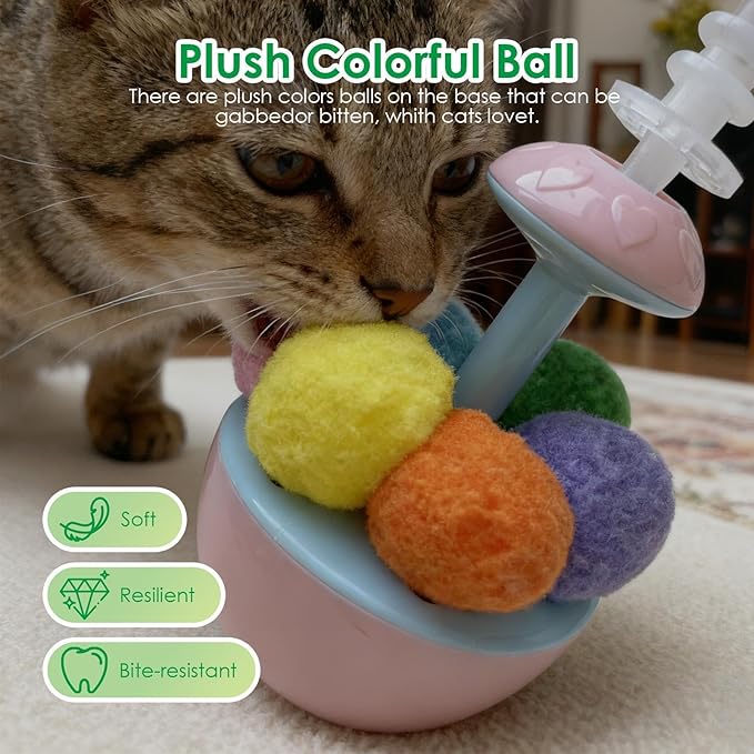 Wobble Cat Toy - Self Righting Feather Toy for Cats & Kittens, Rocks & Sways, Fun & Engaging Play- Interactive Kitten Enrichment Feather Toy for Cats to Play Alone （Contains Catnip）