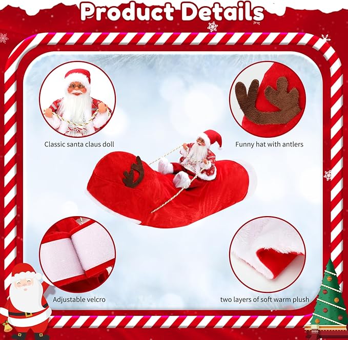 BWOGUE Santa Dog Costume Christmas Pet Clothes Santa Claus Riding Pet Cosplay Costumes Party Dressing up Dogs Cats Outfit for Small Medium Large Dogs Cats